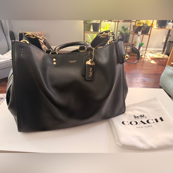 Coach Handbags - Coach 40 Rogue Leather Tote with Brass Accents, shoulder + crossbody straps